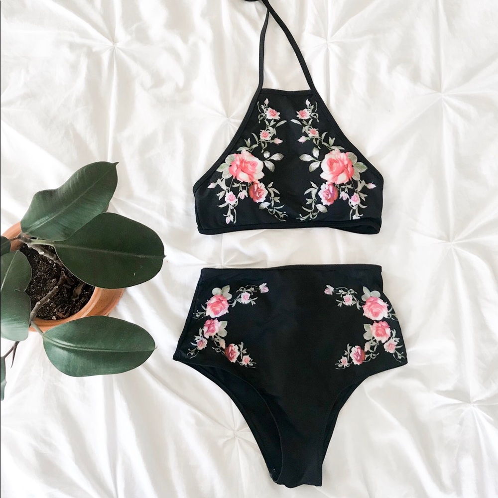 Cupshe two piece high waisted floral swimsuit